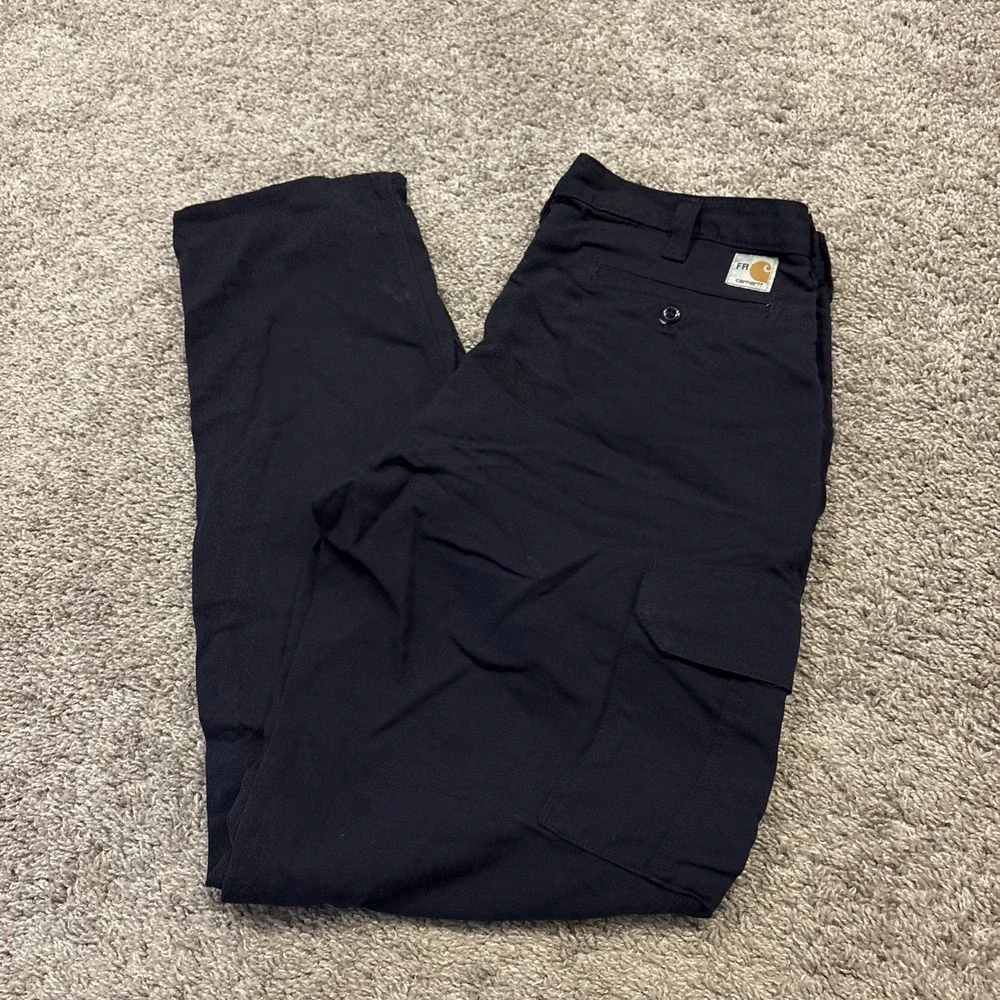 Carhartt FR 34x34 FLAME RESISTANT Navy Blue Cargo Work Pants 344-20 Rare FR